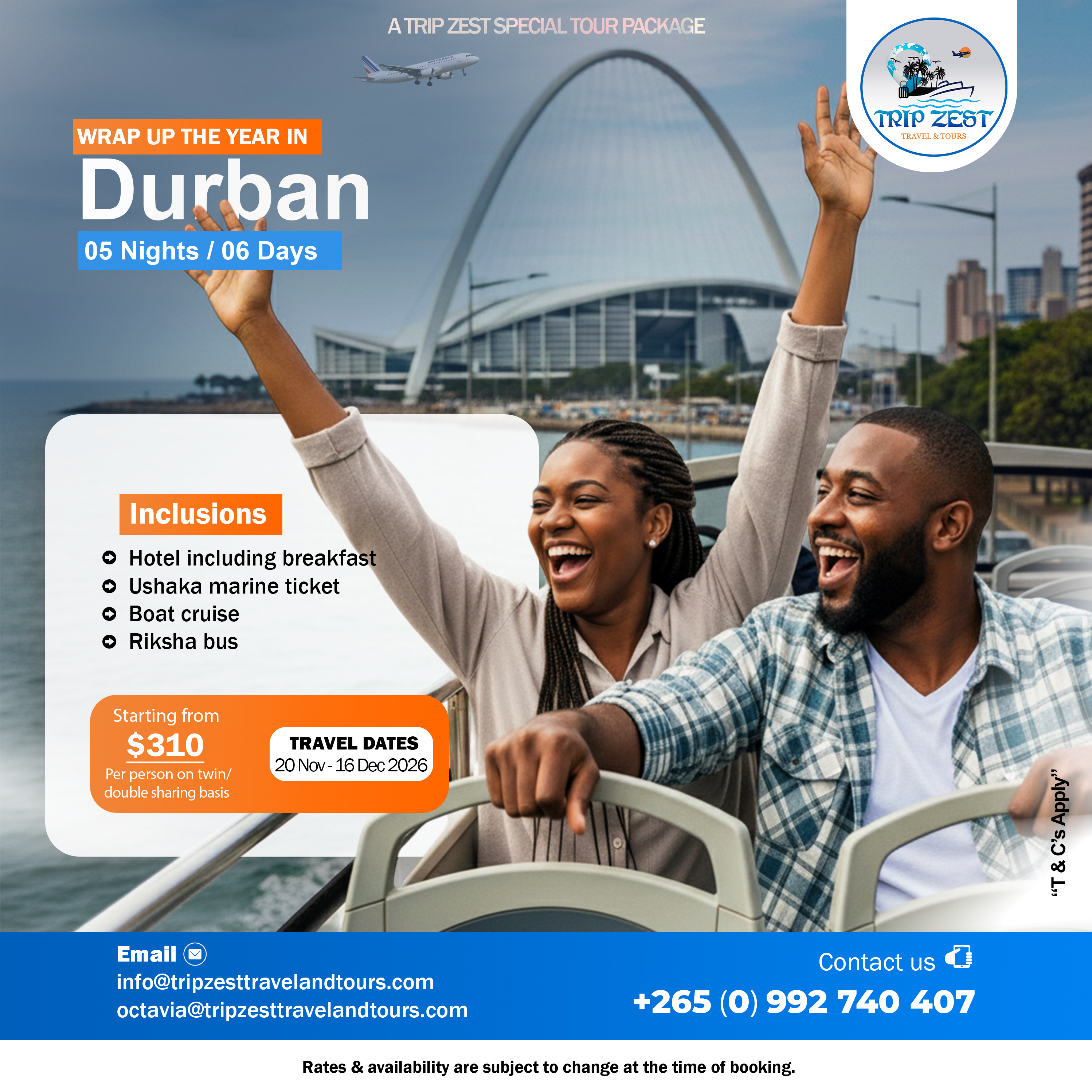 Durban South Africa Travel Tour Package 2026 - Coastal Beauty and Vibrant Culture